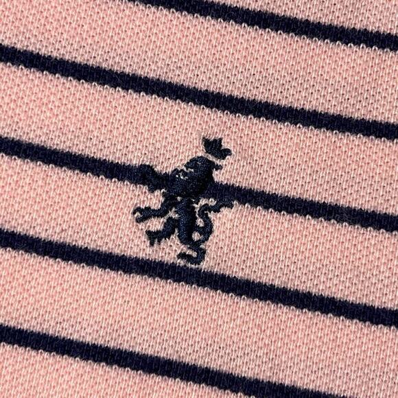 Express Mens V-Neck Polo sz L Stretchy Comfortable Classic Shirt Striped Pink - Picture 6 of 8